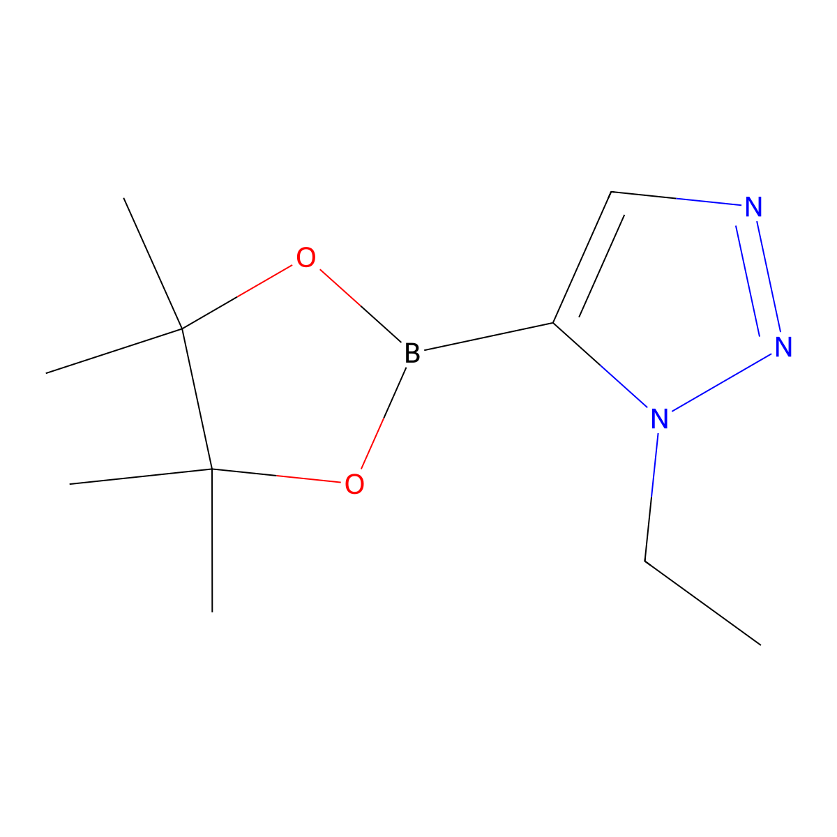 1-ethyl-5-(tetramethyl-1,3,2-dioxaborolan-2-yl)-1H-1,2,3-triazole molecular structure, CAS 2710298-10-3