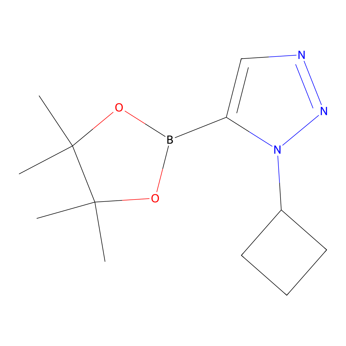1-Cyclobutyl-5-(4,4,5,5-tetramethyl-1,3,2-dioxaborolan-2-yl)triazole molecular structure, CAS 2710298-14-7