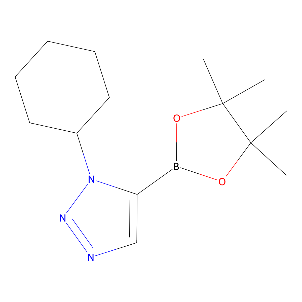 1-Cyclohexyl-5-(4,4,5,5-tetramethyl-1,3,2-dioxaborolan-2-yl)triazole molecular structure, CAS 2710298-22-7