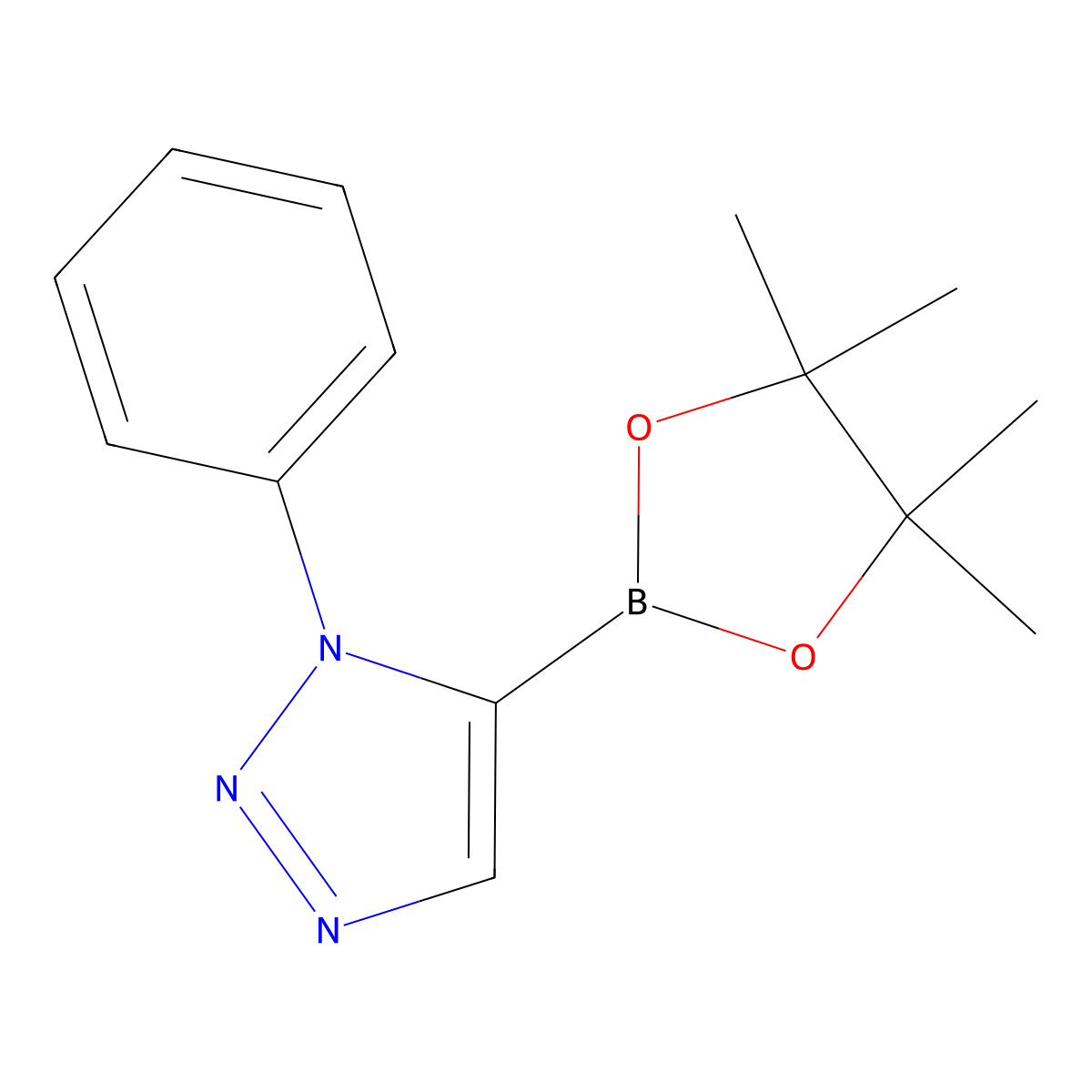 1-phenyl-5-(4,4,5,5-tetramethyl-1,3,2-dioxaborolan-2-yl)-1H-1,2,3-triazole molecular structure, CAS 2710298-30-7