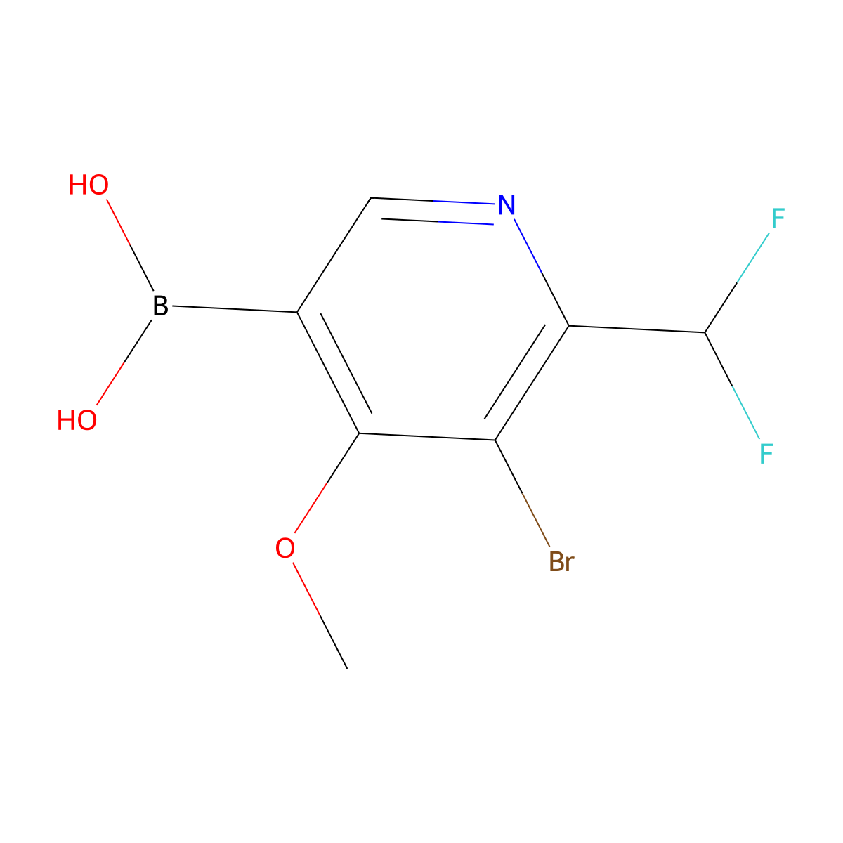 (5-Bromo-6-(difluoromethyl)-4-methoxypyridin-3-yl)boronic acid molecular structure, CAS 2710298-38-5