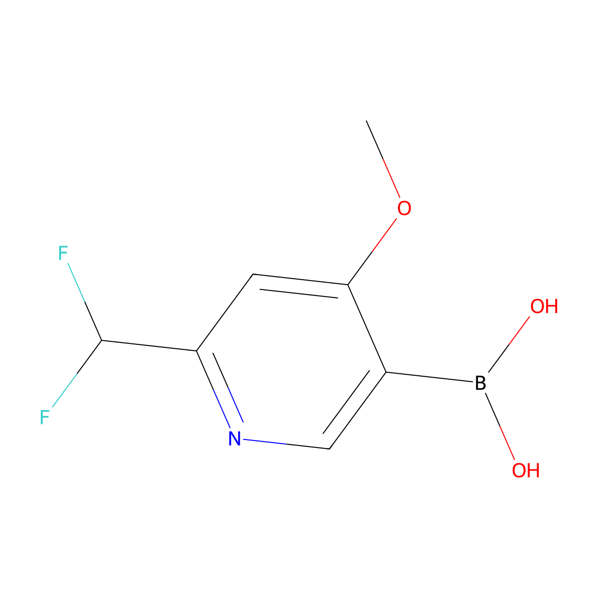 (6-(Difluoromethyl)-4-methoxypyridin-3-yl)boronic acid molecular structure, CAS 2710298-39-6