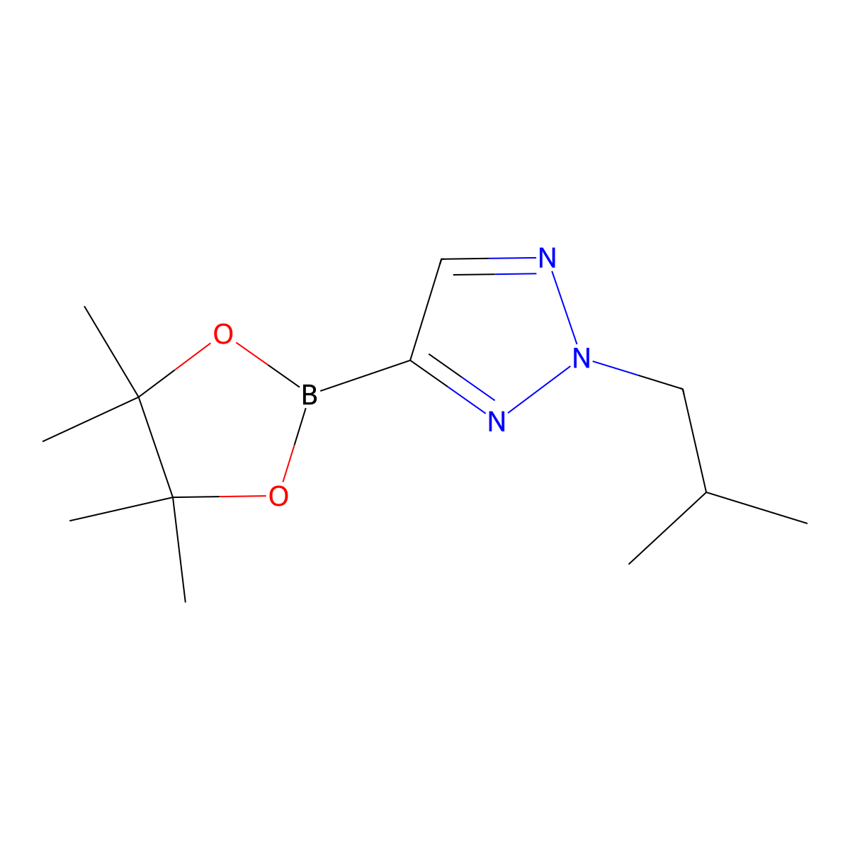 2-isobutyl-4-(4,4,5,5-tetramethyl-1,3,2-dioxaborolan-2-yl)-2H-1,2,3-triazole molecular structure, CAS 2710298-55-6