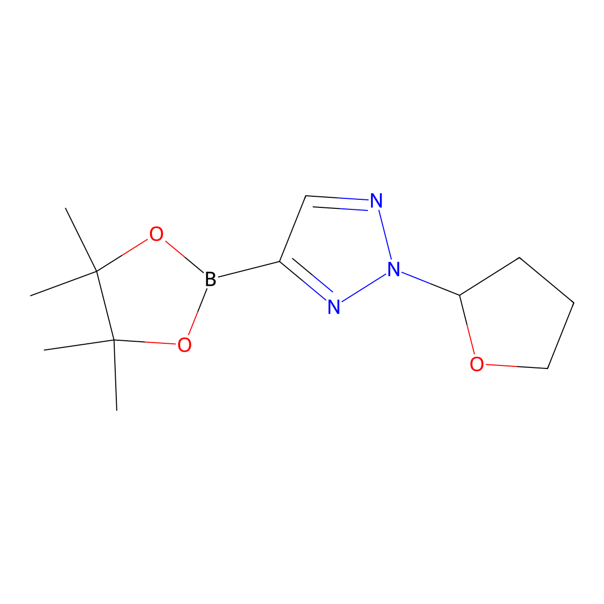 2-(tetrahydrofuran-2-yl)-4-(4,4,5,5-tetramethyl-1,3,2-dioxaborolan-2-yl)-2H-1,2,3-triazole molecular structure, CAS 2710298-59-0