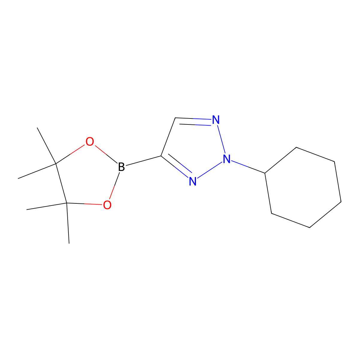 2-cyclohexyl-4-(4,4,5,5-tetramethyl-1,3,2-dioxaborolan-2-yl)-2H-1,2,3-triazole molecular structure, CAS 2710298-62-5