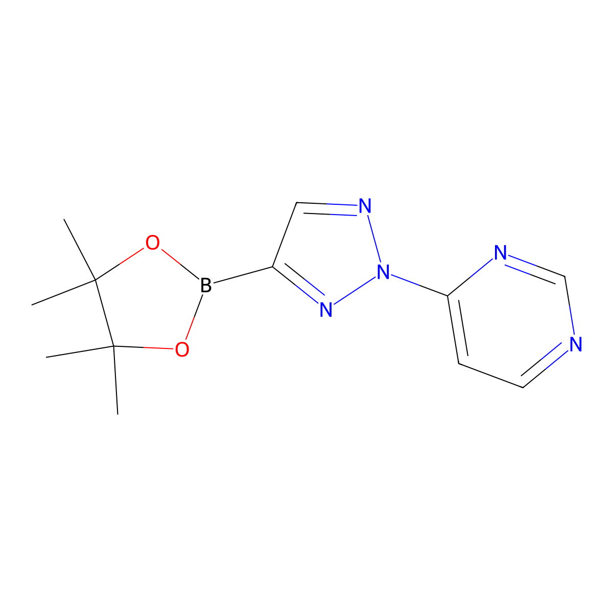 4-(4-(4,4,5,5-tetramethyl-1,3,2-dioxaborolan-2-yl)-2H-1,2,3-triazol-2-yl)pyrimidine molecular structure, CAS 2710298-79-4