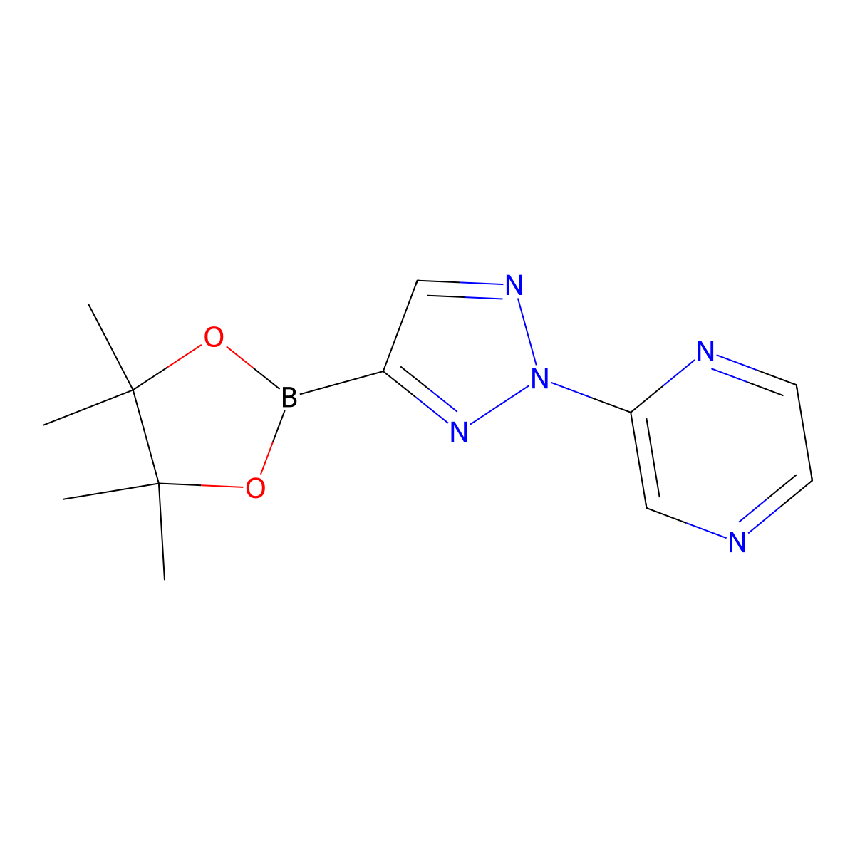 2-(4-(4,4,5,5-tetramethyl-1,3,2-dioxaborolan-2-yl)-2H-1,2,3-triazol-2-yl)pyrazine molecular structure, CAS 2710298-81-8