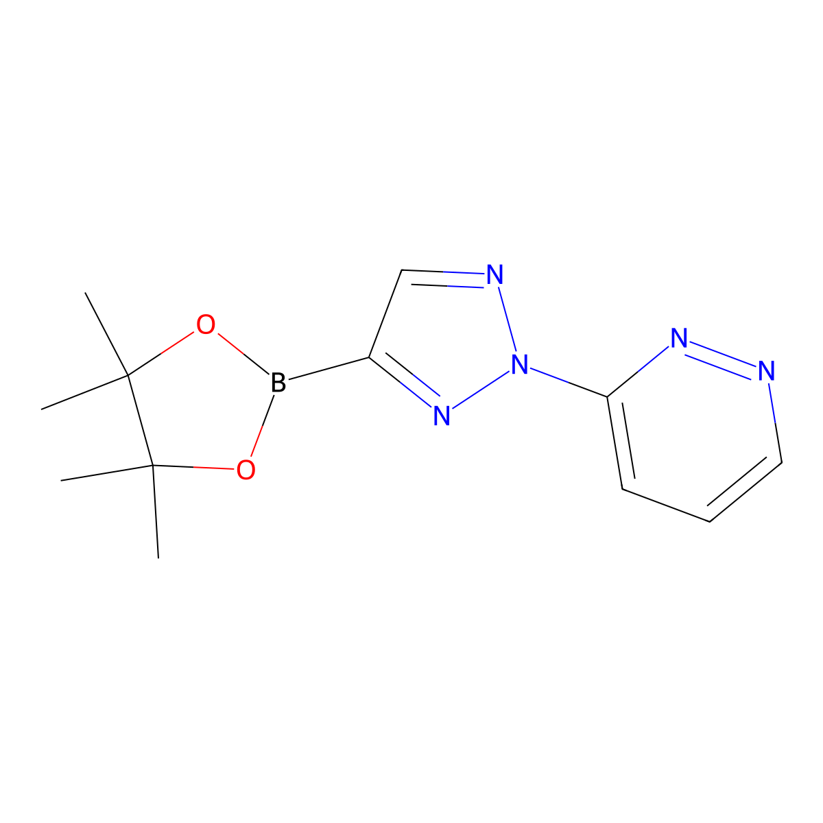 3-(4-(4,4,5,5-tetramethyl-1,3,2-dioxaborolan-2-yl)-2H-1,2,3-triazol-2-yl)pyridazine molecular structure, CAS 2710298-82-9