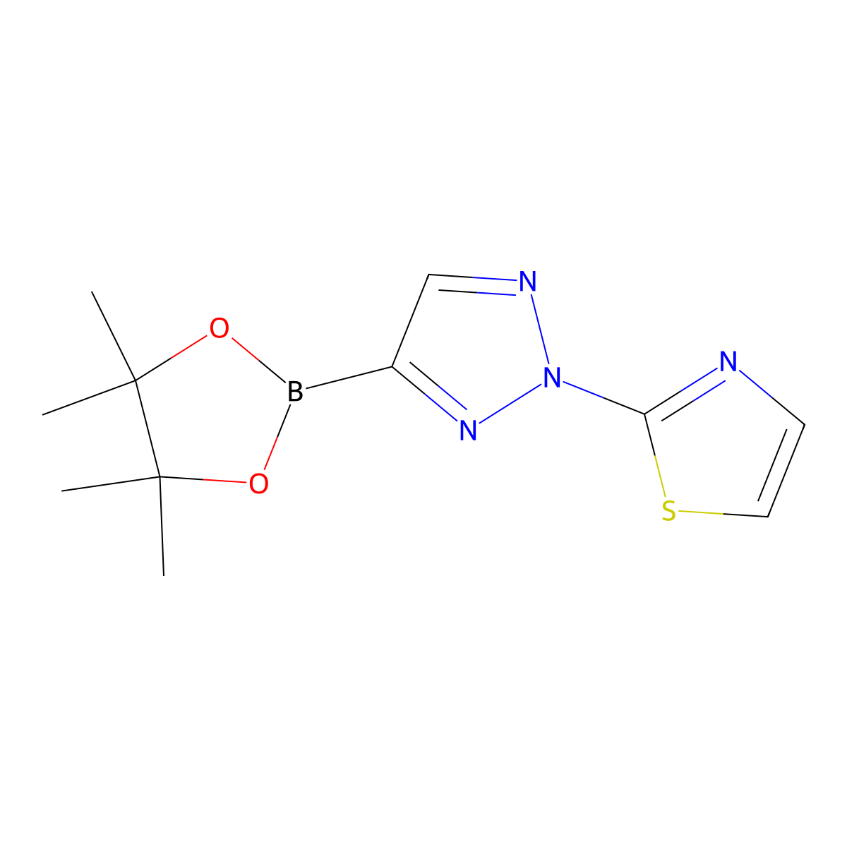 2-(4-(4,4,5,5-tetramethyl-1,3,2-dioxaborolan-2-yl)-2H-1,2,3-triazol-2-yl)thiazole molecular structure, CAS 2710298-83-0
