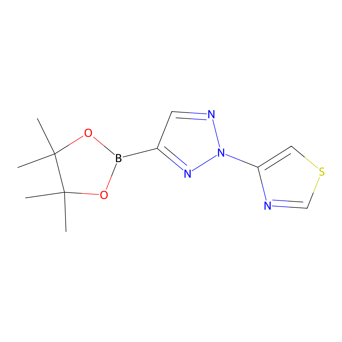 4-(4-(4,4,5,5-tetramethyl-1,3,2-dioxaborolan-2-yl)-2H-1,2,3-triazol-2-yl)thiazole molecular structure, CAS 2710298-84-1
