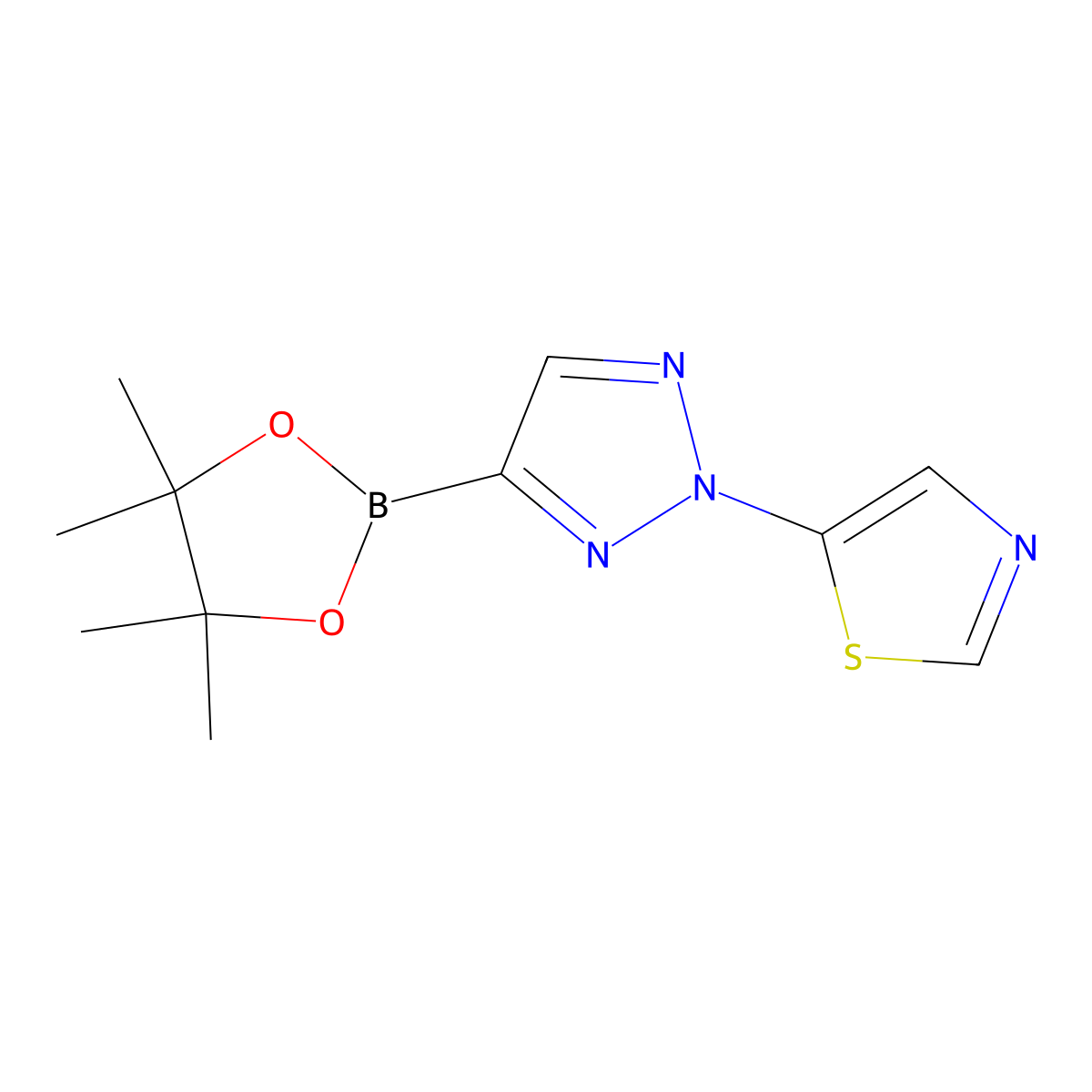 5-(4-(4,4,5,5-tetramethyl-1,3,2-dioxaborolan-2-yl)-2H-1,2,3-triazol-2-yl)thiazole molecular structure, CAS 2710298-85-2