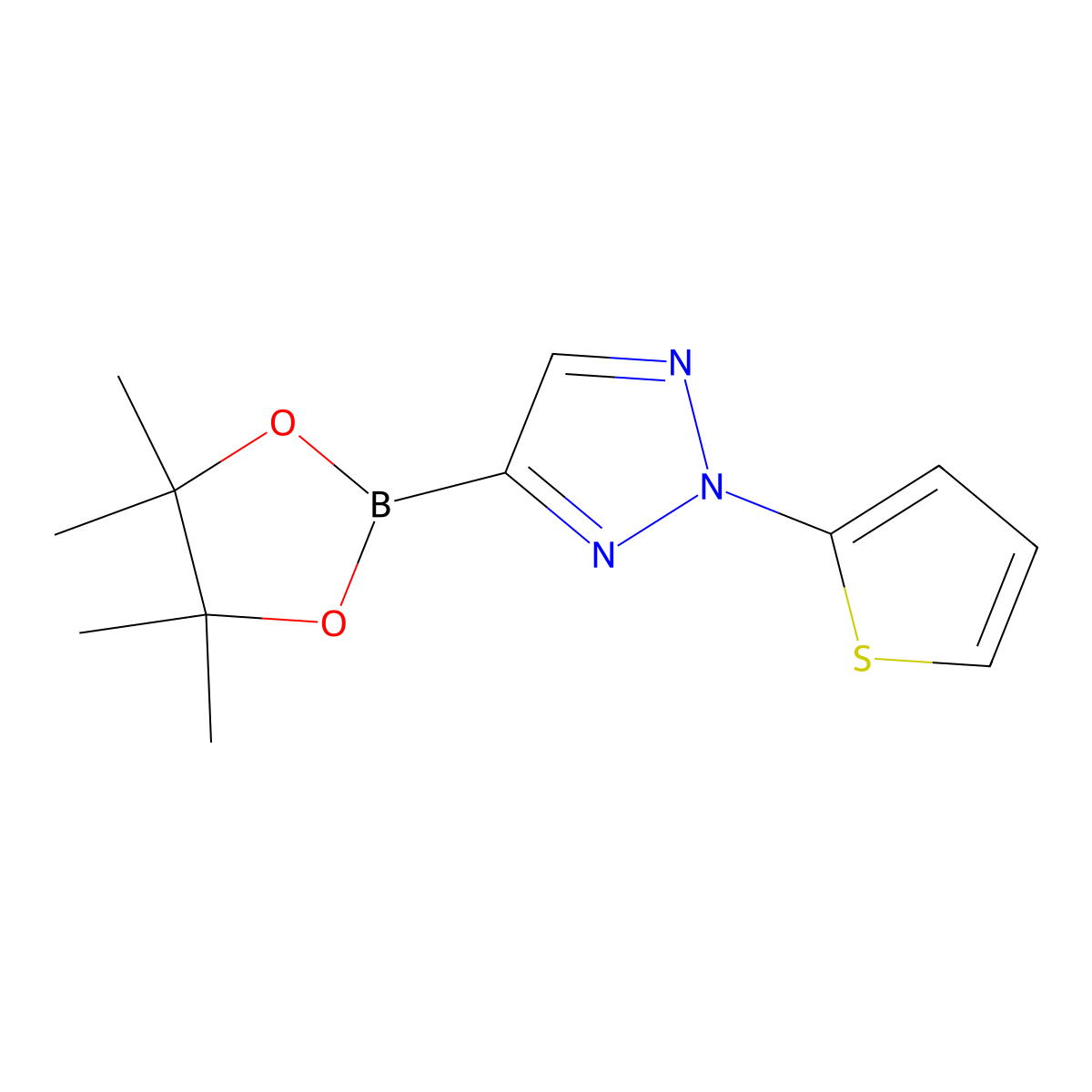 4-(4,4,5,5-tetramethyl-1,3,2-dioxaborolan-2-yl)-2-(thiophen-2-yl)-2H-1,2,3-triazole molecular structure, CAS 2710298-86-3