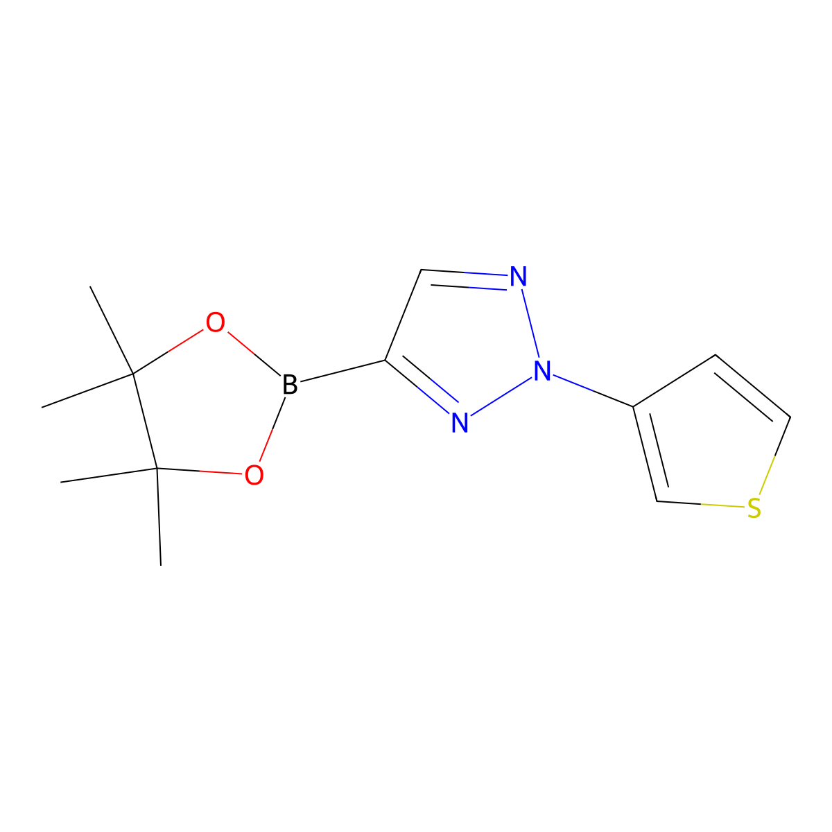4-(4,4,5,5-tetramethyl-1,3,2-dioxaborolan-2-yl)-2-(thiophen-3-yl)-2H-1,2,3-triazole molecular structure, CAS 2710298-87-4