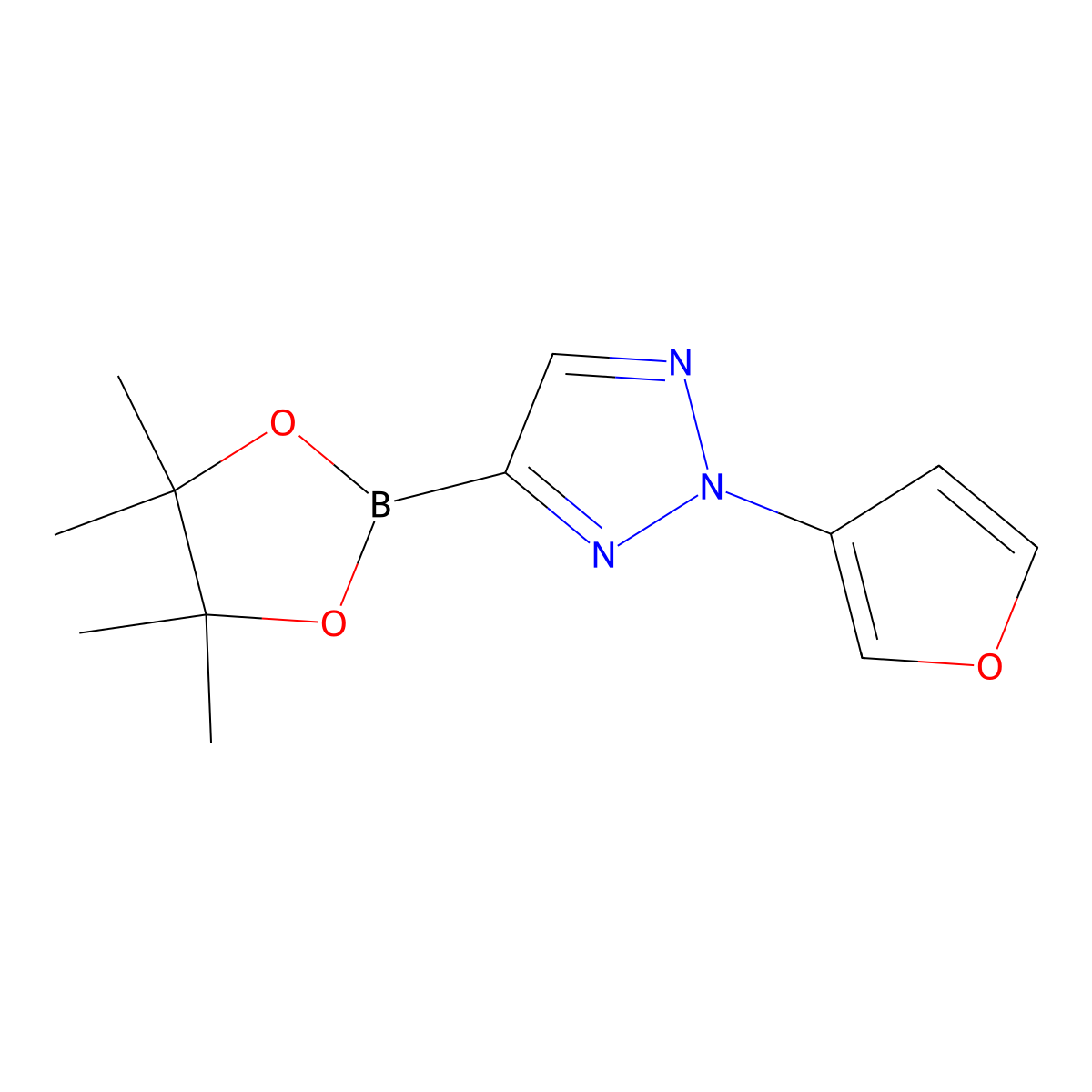 2-(furan-3-yl)-4-(4,4,5,5-tetramethyl-1,3,2-dioxaborolan-2-yl)-2H-1,2,3-triazole molecular structure, CAS 2710298-88-5