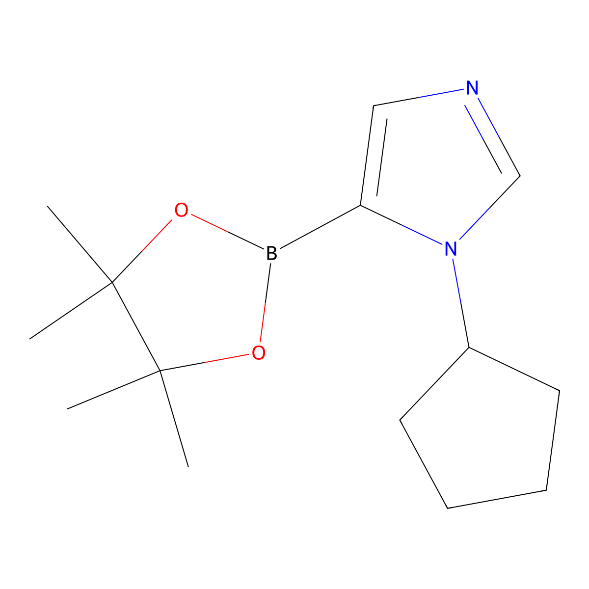 1-cyclopentyl-5-(4,4,5,5-tetramethyl-1,3,2-dioxaborolan-2-yl)-1H-imidazole molecular structure, CAS 2710299-01-5