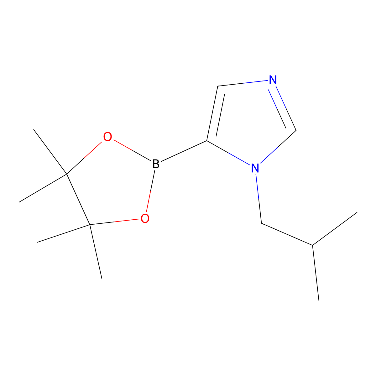 1-isobutyl-5-(4,4,5,5-tetramethyl-1,3,2-dioxaborolan-2-yl)-1H-imidazole molecular structure, CAS 2710299-05-9