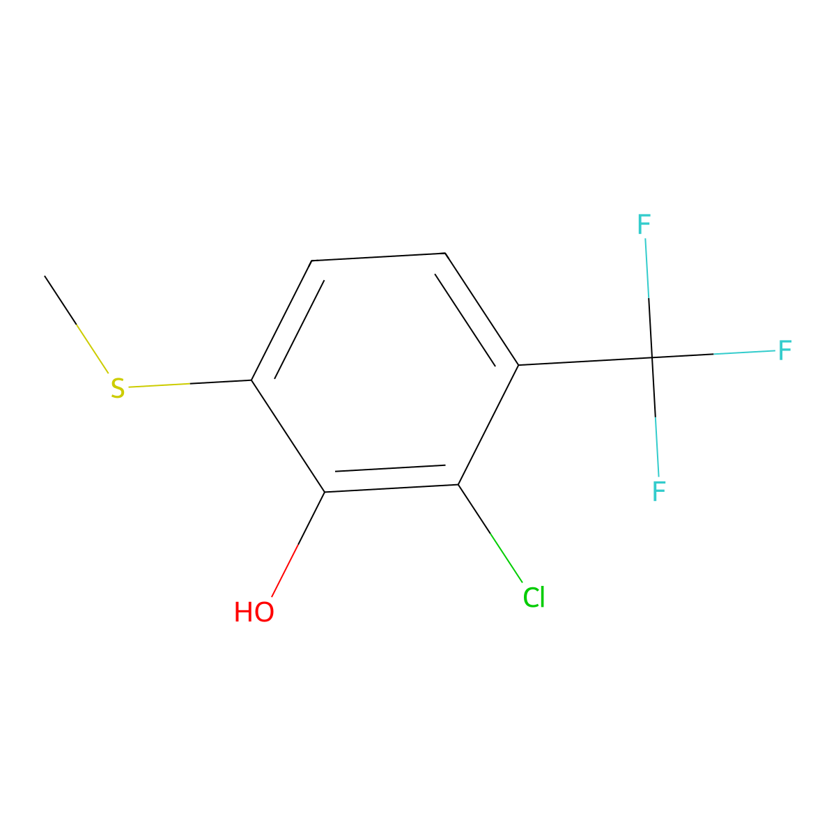 2-Chloro-6-(methylthio)-3-(trifluoromethyl)phenol molecular structure, CAS 2710443-18-6