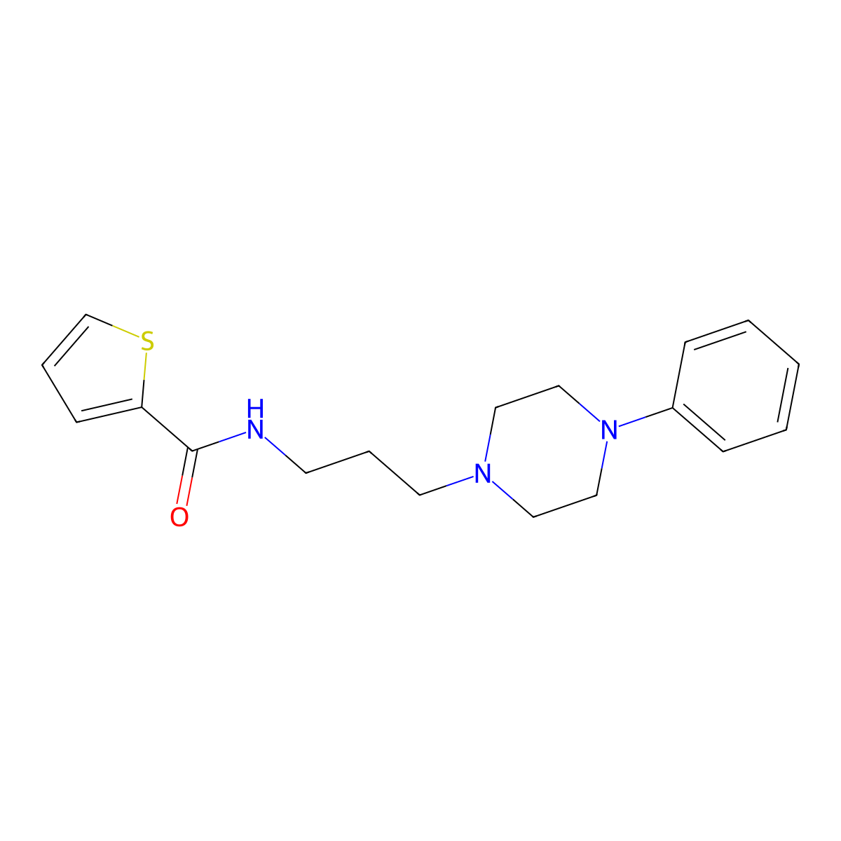 N-(3-(4-phenylpiperazin-1-yl)propyl)thiophene-2-carboxamide molecular structure, CAS 27105-84-6