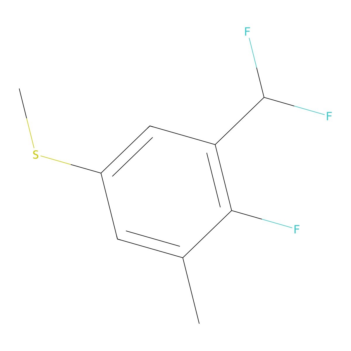 1-(Difluoromethyl)-2-fluoro-3-methyl-5-(methylthio)benzene molecular structure, CAS 2710507-87-0