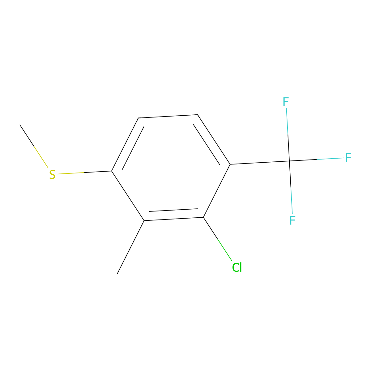 (3-Chloro-2-methyl-4-(trifluoromethyl)phenyl)(methyl)sulfane molecular structure, CAS 2710524-39-1