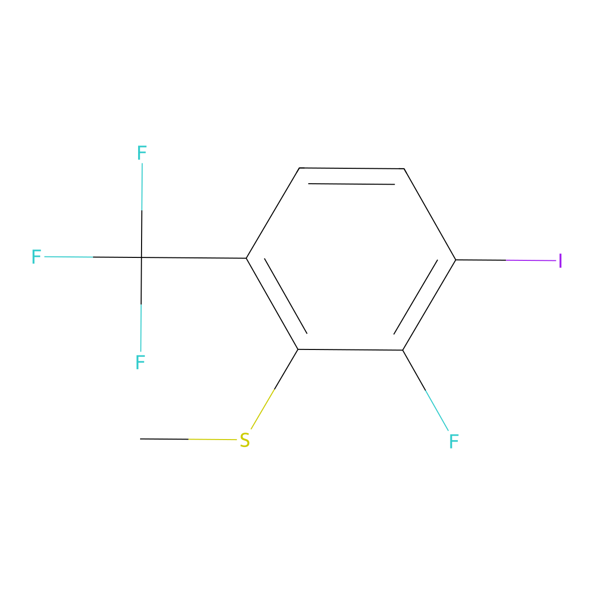 (2-Fluoro-3-iodo-6-(trifluoromethyl)phenyl)(methyl)sulfane molecular structure, CAS 2710570-81-1