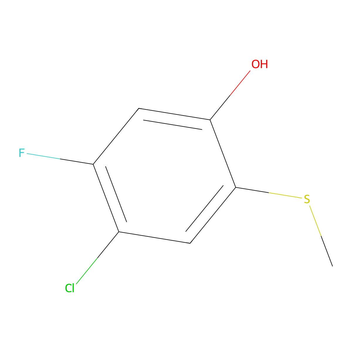 4-Chloro-5-fluoro-2-(methylthio)phenol molecular structure, CAS 2710589-24-3