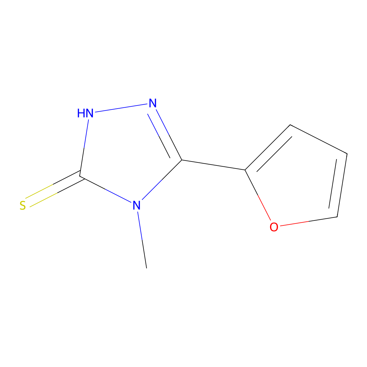 5-(2-furyl)-4-methyl-4H-1,2,4-triazole-3-thiol molecular structure, CAS 27106-14-5