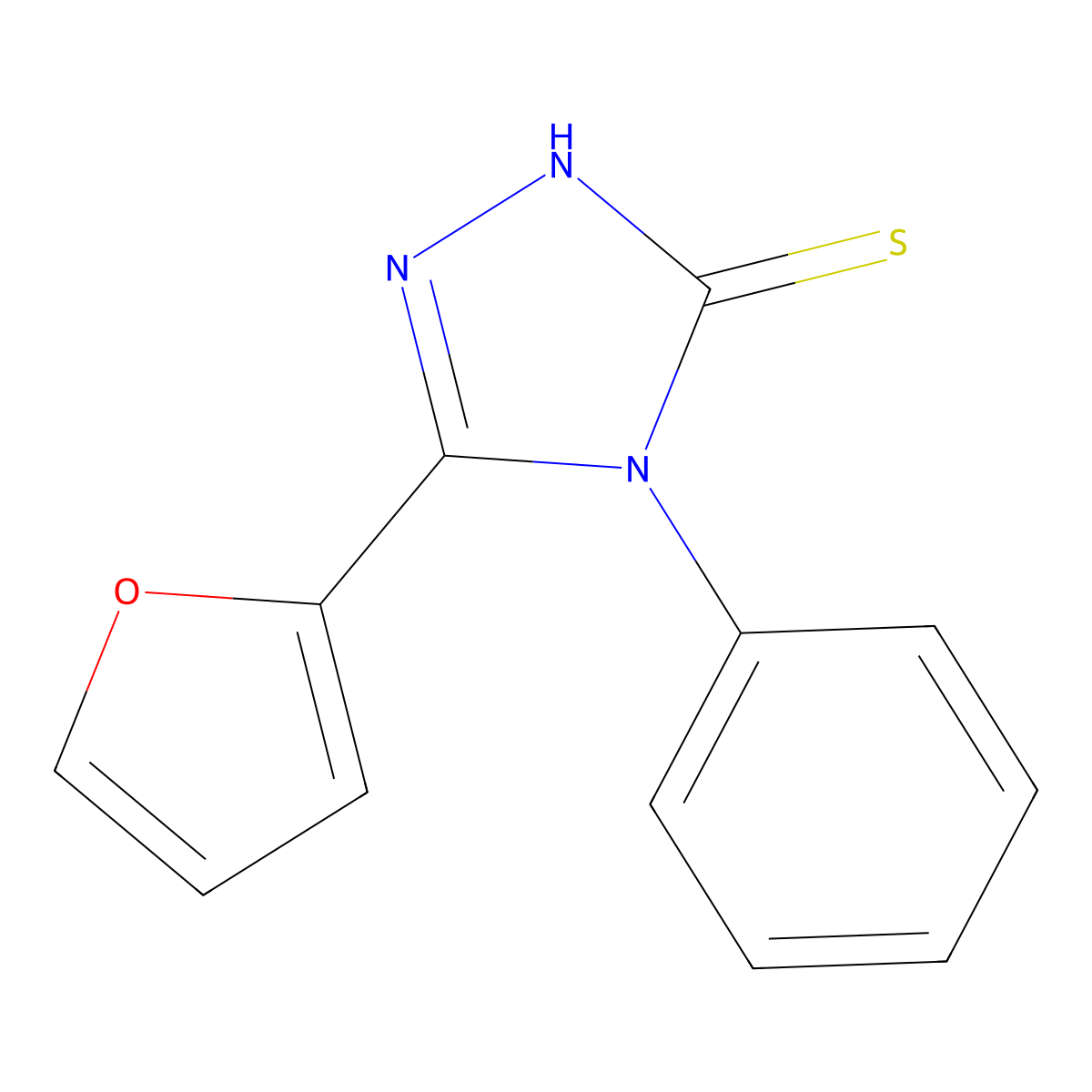 5-Furan-2-yl-4-phenyl-4H-[1,2,4]triazole-3-thiol molecular structure, CAS 27106-16-7