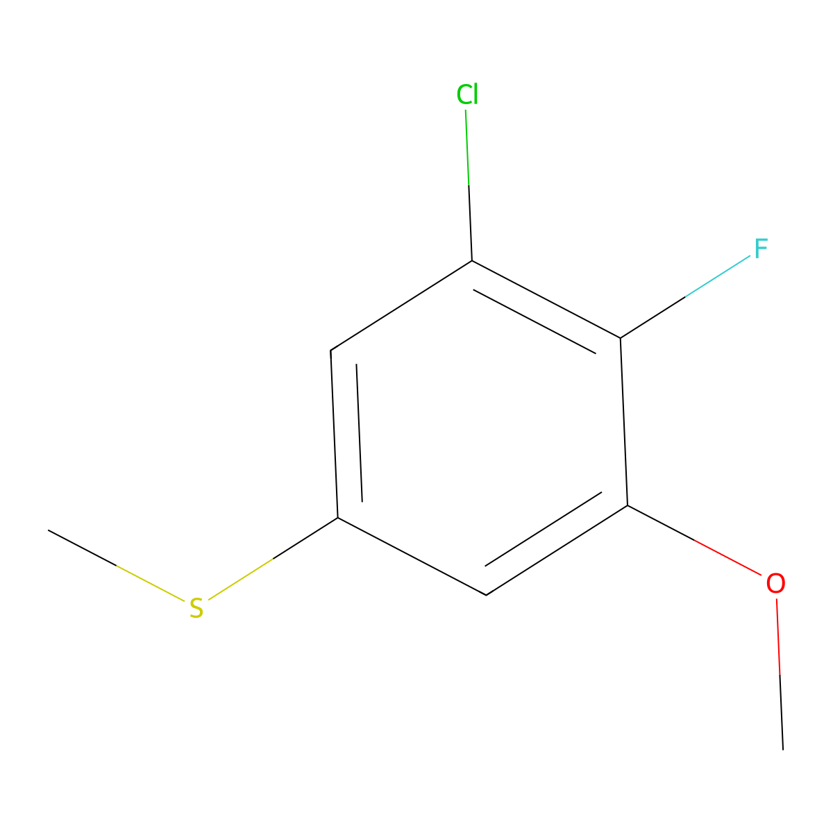 (3-Chloro-4-fluoro-5-methoxyphenyl)(methyl)sulfane molecular structure, CAS 2710616-21-8