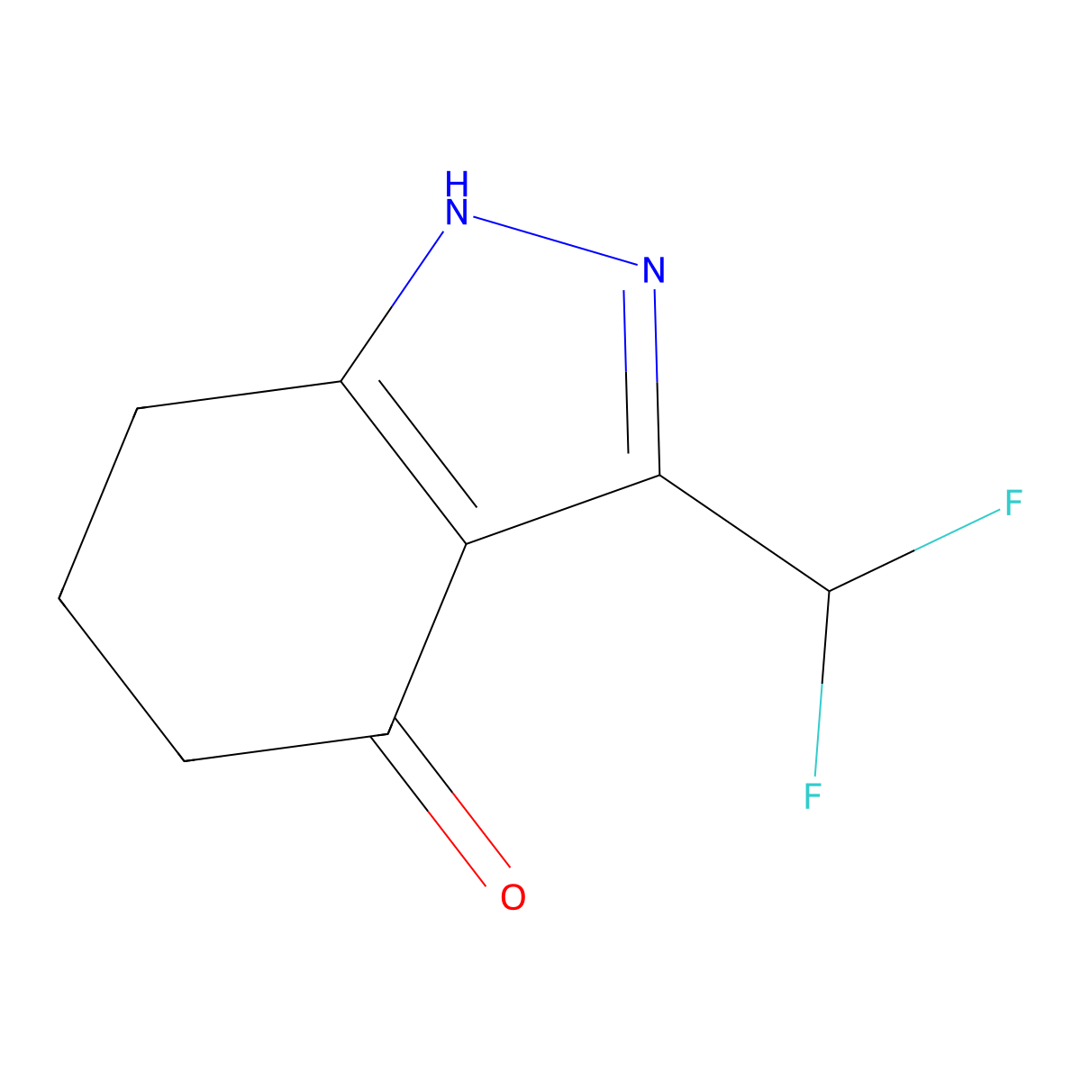 3-(difluoromethyl)-4,5,6,7-tetrahydro-1H-indazol-4-one molecular structure, CAS 2710622-18-5