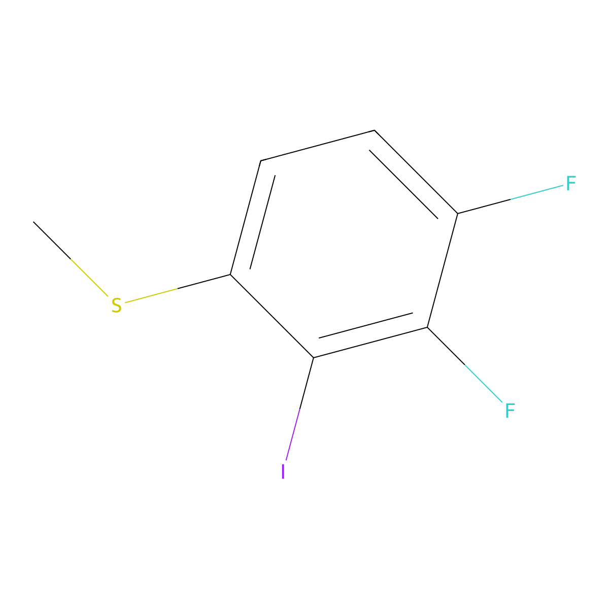 (3,4-Difluoro-2-iodophenyl)(methyl)sulfane molecular structure, CAS 2710636-99-8