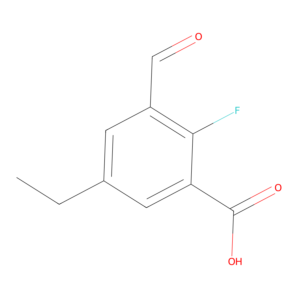 5-Ethyl-2-fluoro-3-formylbenzoic acid molecular structure, CAS 2710669-92-2