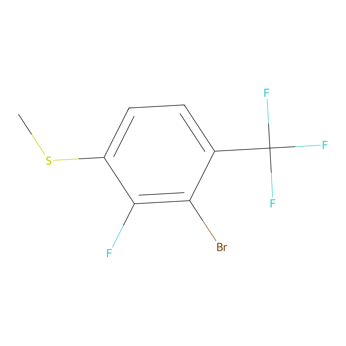 2-Bromo-3-fluoro-4-(methylthio)-1-(trifluoromethyl)benzene molecular structure, CAS 2710675-94-6
