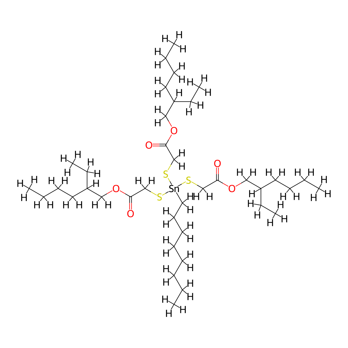 Octyltin tris(2-ethylhexyl thioglycolate) molecular structure, CAS 27107-89-7