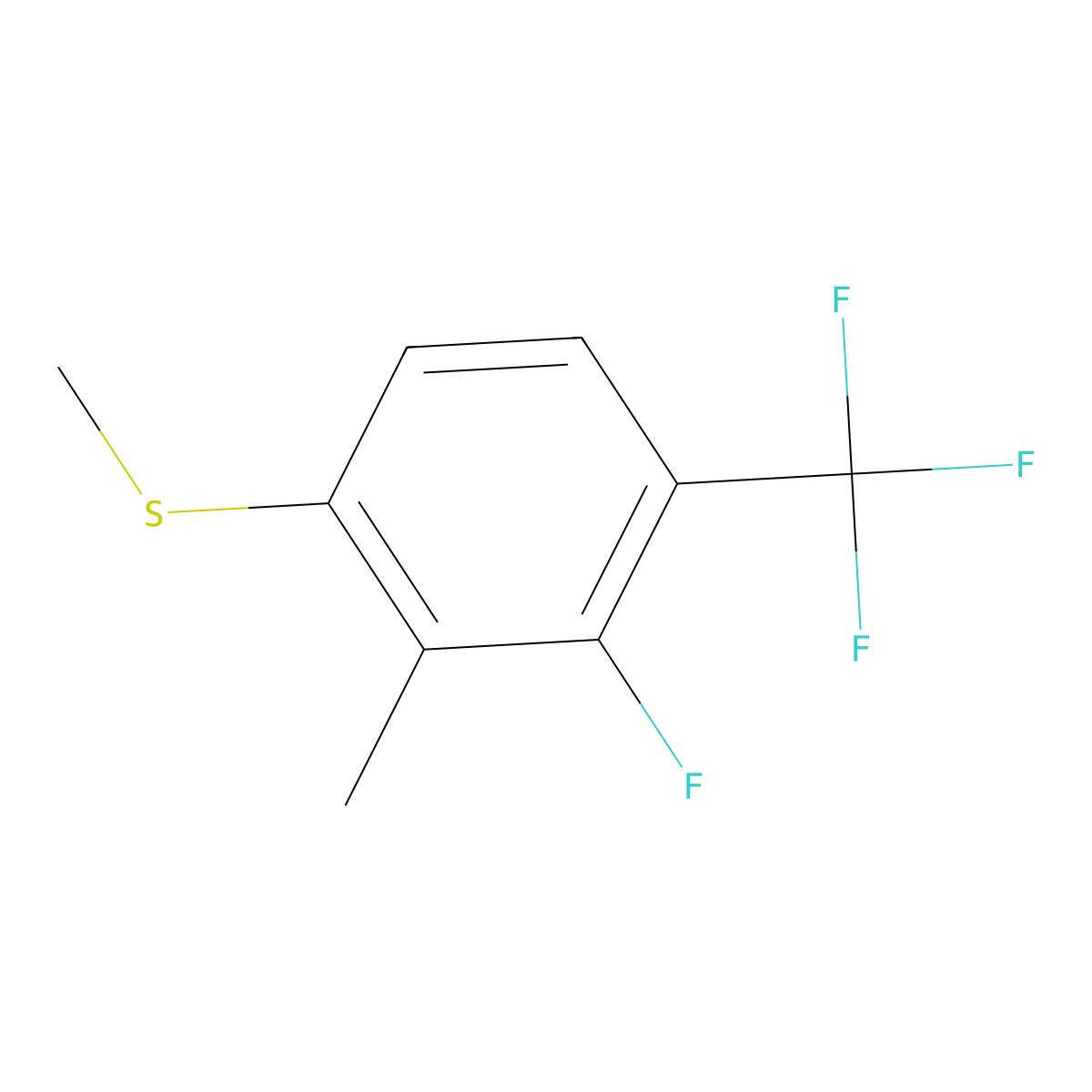 (3-Fluoro-2-methyl-4-(trifluoromethyl)phenyl)(methyl)sulfane molecular structure, CAS 2710723-93-4