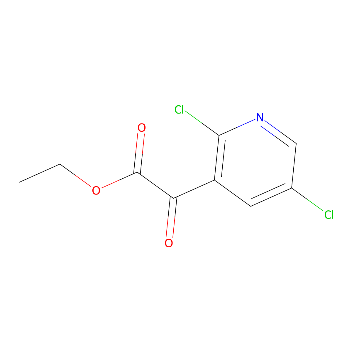 Ethyl 2,5-dichloro-alpha-oxo-3-pyridineacetate molecular structure, CAS 2710783-77-8