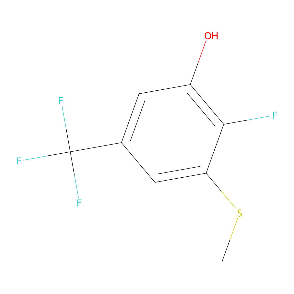 2-Fluoro-3-(methylthio)-5-(trifluoromethyl)phenol molecular structure, CAS 2710795-77-8