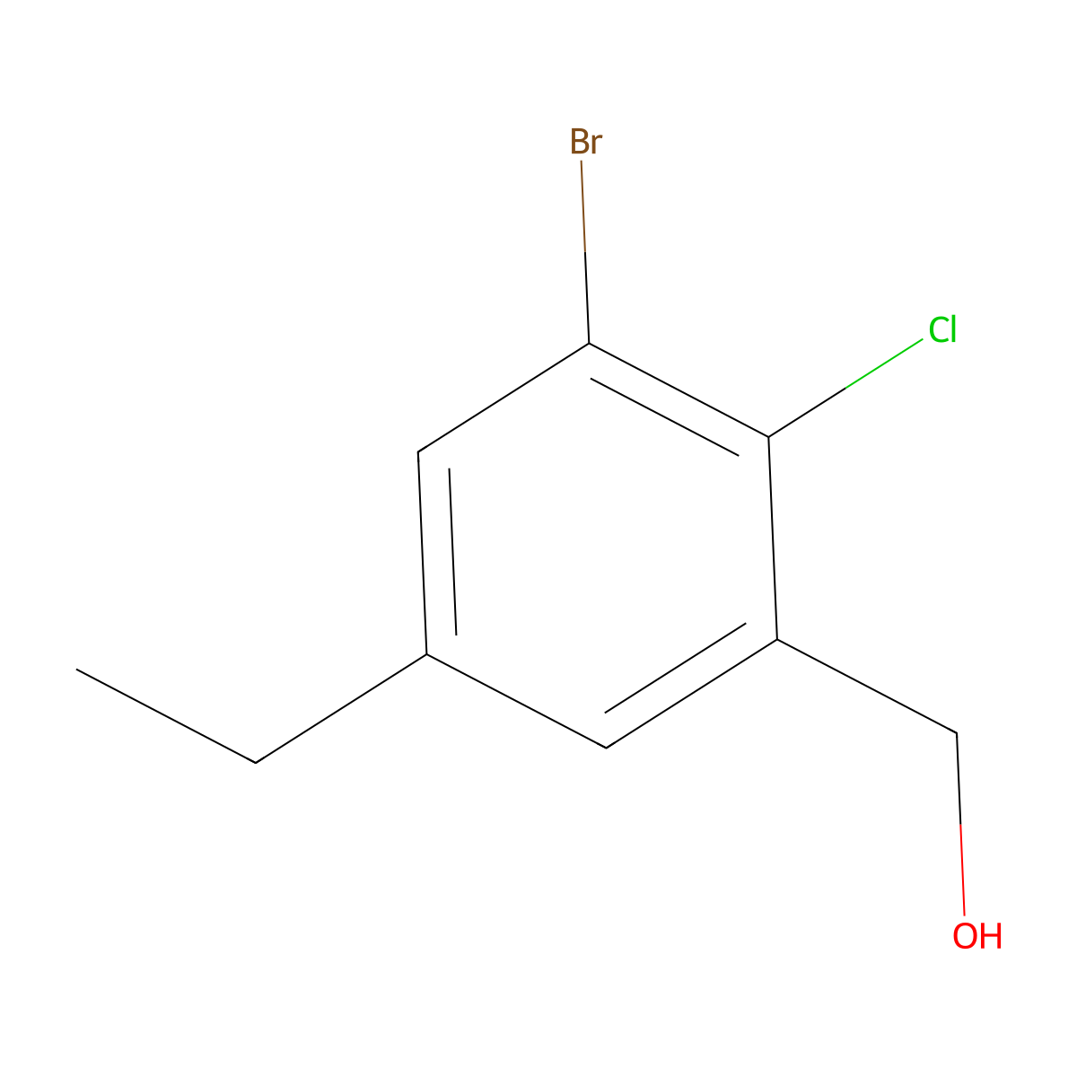 (3-Bromo-2-chloro-5-ethylphenyl)methanol molecular structure, CAS 2710854-31-0