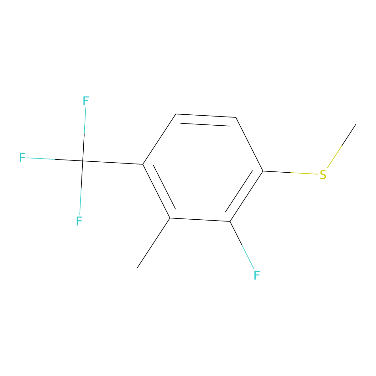 (2-Fluoro-3-methyl-4-(trifluoromethyl)phenyl)(methyl)sulfane molecular structure, CAS 2710878-38-7