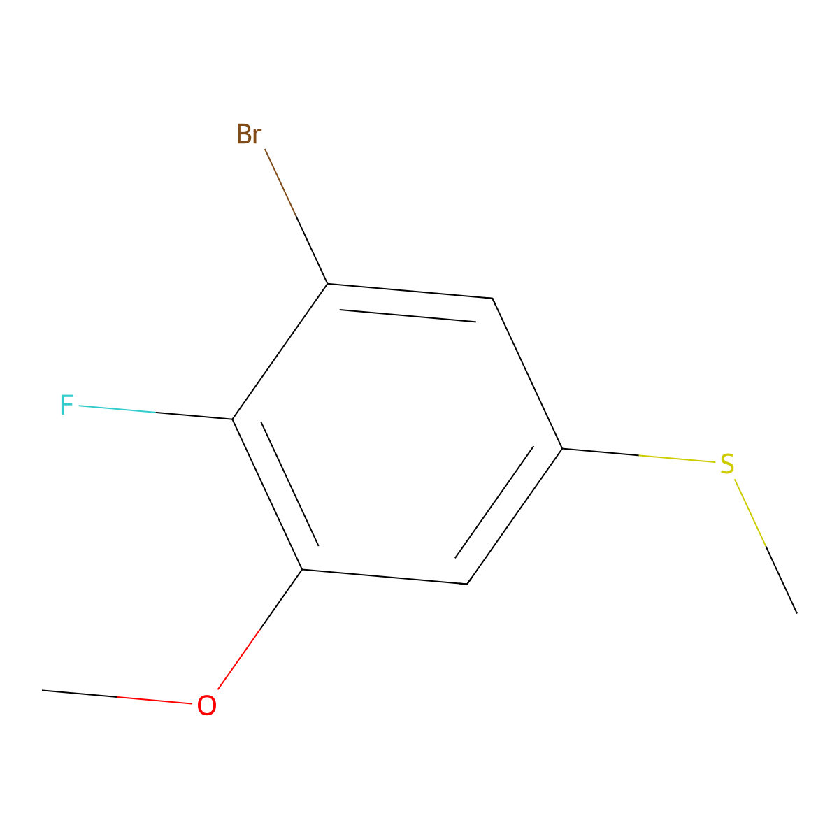 (3-Bromo-4-fluoro-5-methoxyphenyl)(methyl)sulfane molecular structure, CAS 2710912-81-3