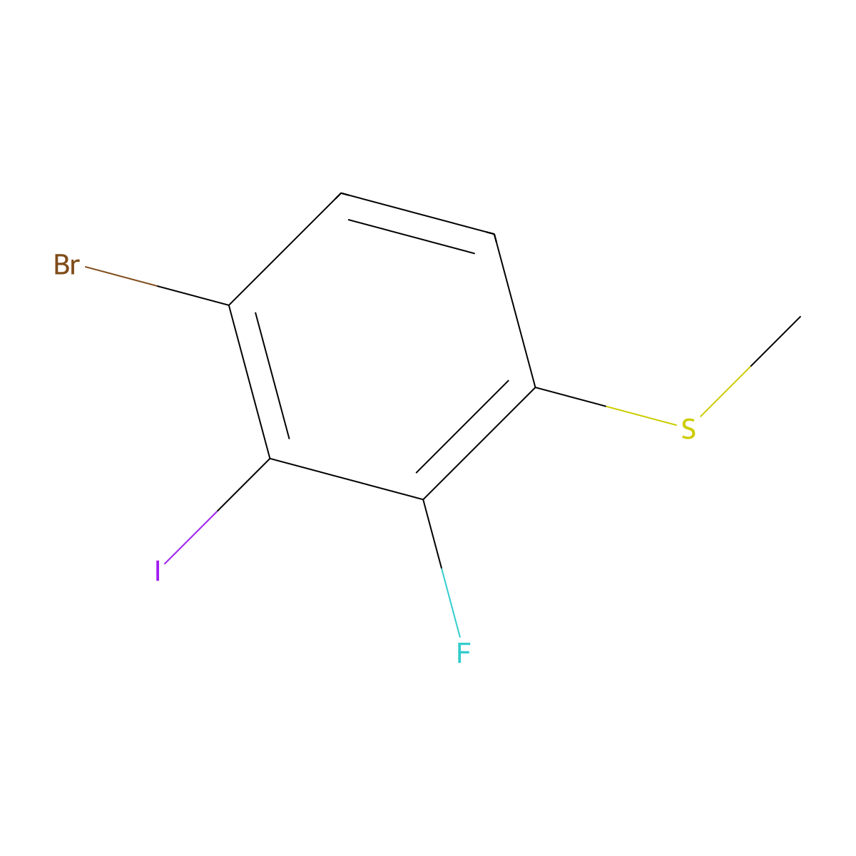 (4-Bromo-2-fluoro-3-iodophenyl)(methyl)sulfane molecular structure, CAS 2710937-43-0