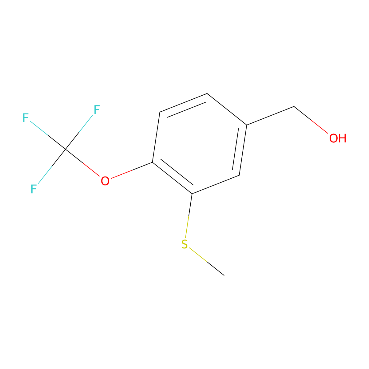 (3-(Methylthio)-4-(trifluoromethoxy)phenyl)methanol molecular structure, CAS 2710941-70-9