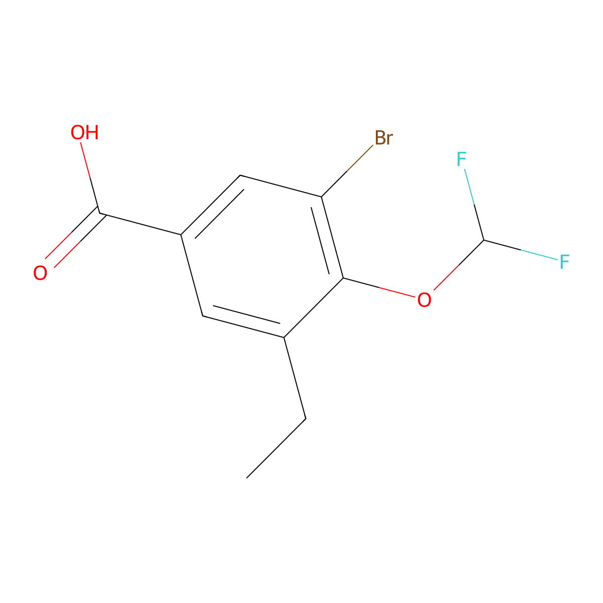 3-Bromo-4-(difluoromethoxy)-5-ethylbenzoic acid molecular structure, CAS 2710966-64-4
