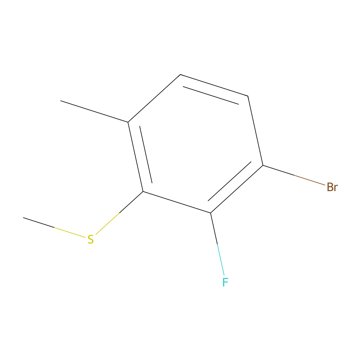 (3-Bromo-2-fluoro-6-methylphenyl)(methyl)sulfane molecular structure, CAS 2710969-96-1