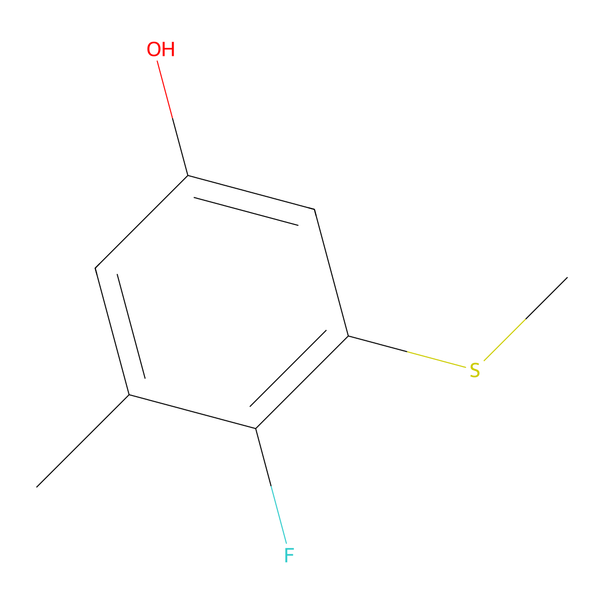 4-Fluoro-3-methyl-5-(methylthio)phenol molecular structure, CAS 2710987-61-2
