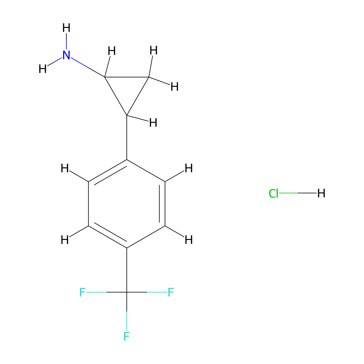 2-[4-(Trifluoromethyl)phenyl]cyclopropan-1-amine hydrochloride molecular structure, CAS 2711-55-9