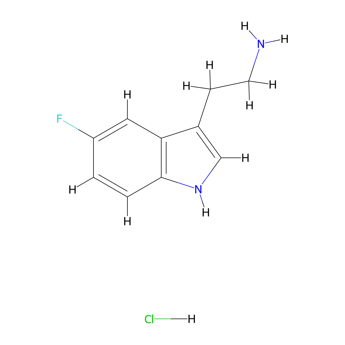 5-Fluoro-1H-indole-3-ethylamine monohydrochloride molecular structure, CAS 2711-58-2
