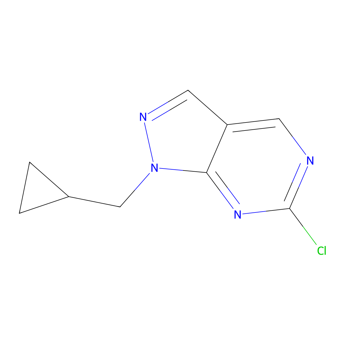 6-Chloro-1-(cyclopropylmethyl)-1H-pyrazolo[3,4-d]pyrimidine molecular structure, CAS 2711002-61-6