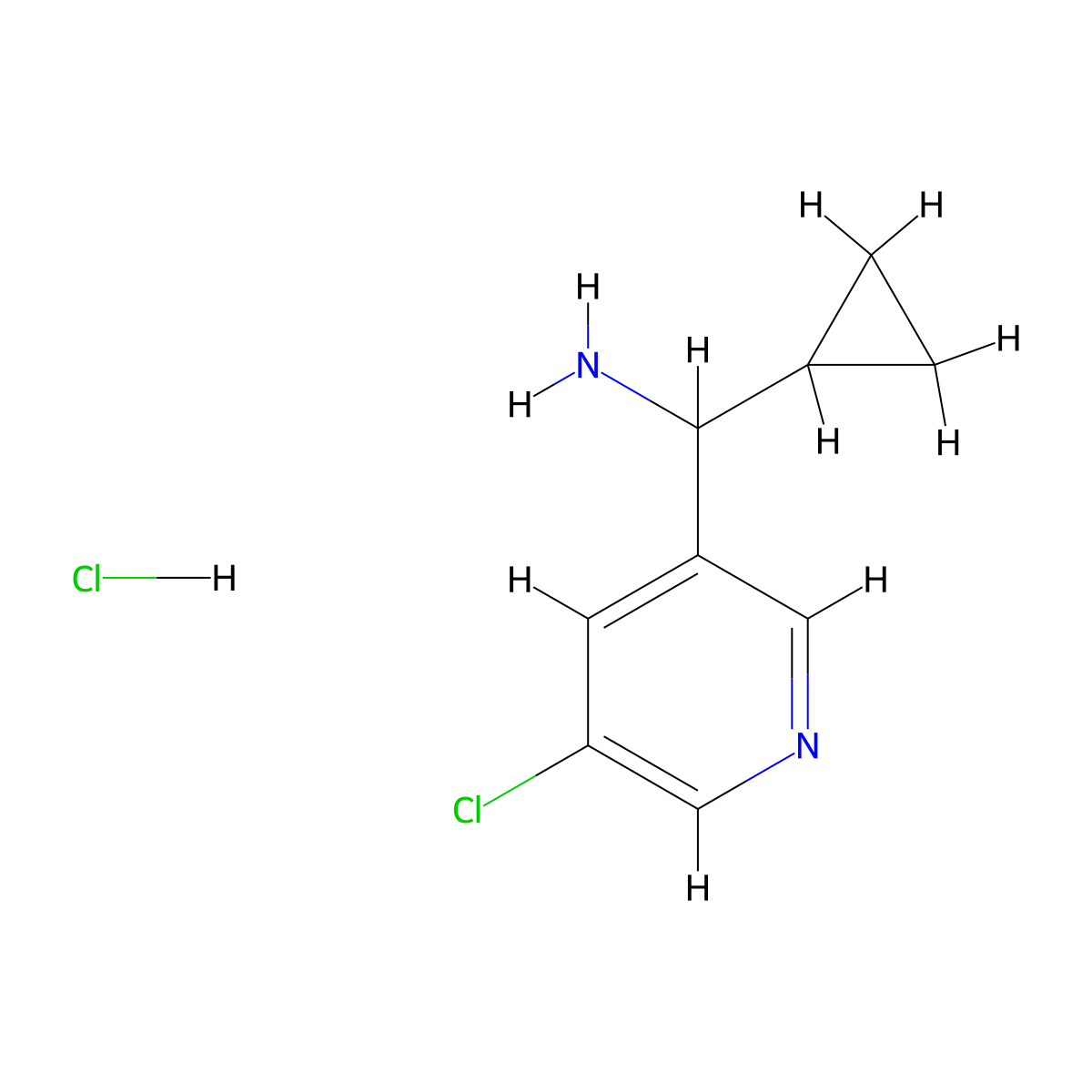 (5-Chloropyridin-3-yl)(cyclopropyl)methanamine hydrochloride molecular structure, CAS 2711066-48-5