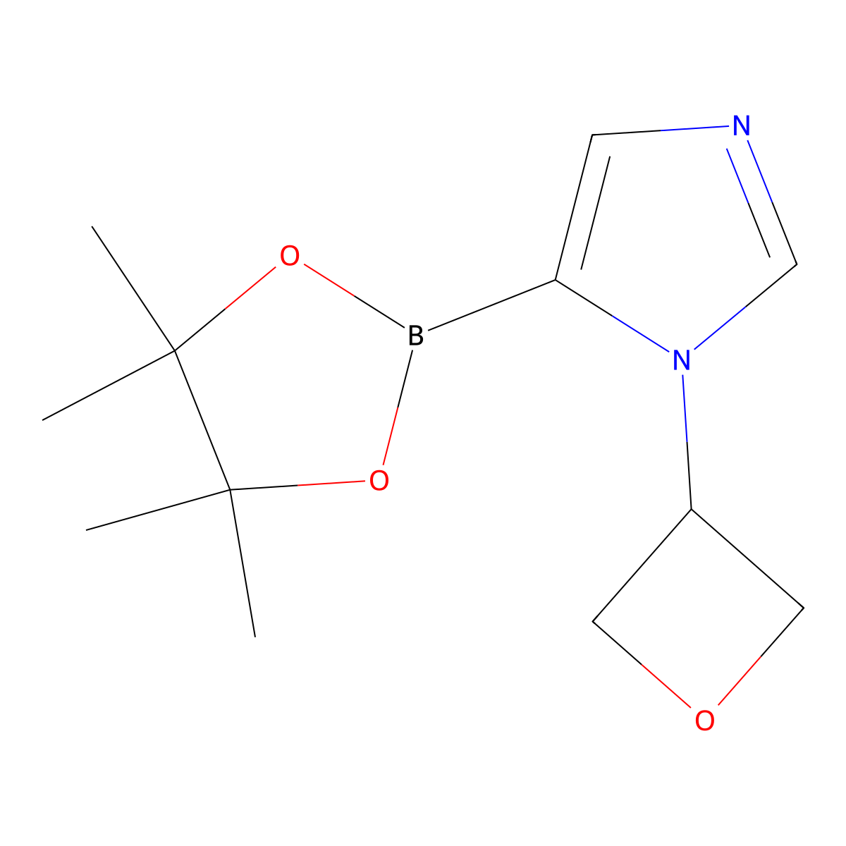 1-(oxetan-3-yl)-5-(4,4,5,5-tetramethyl-1,3,2-dioxaborolan-2-yl)-1H-imidazole molecular structure, CAS 2711075-13-5